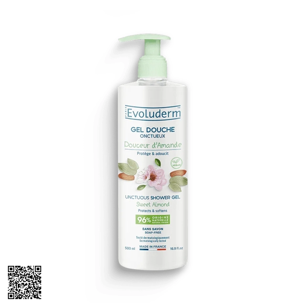 Gel Tắm Evoluderm Hạnh Nhân 500ml từ Pháp
