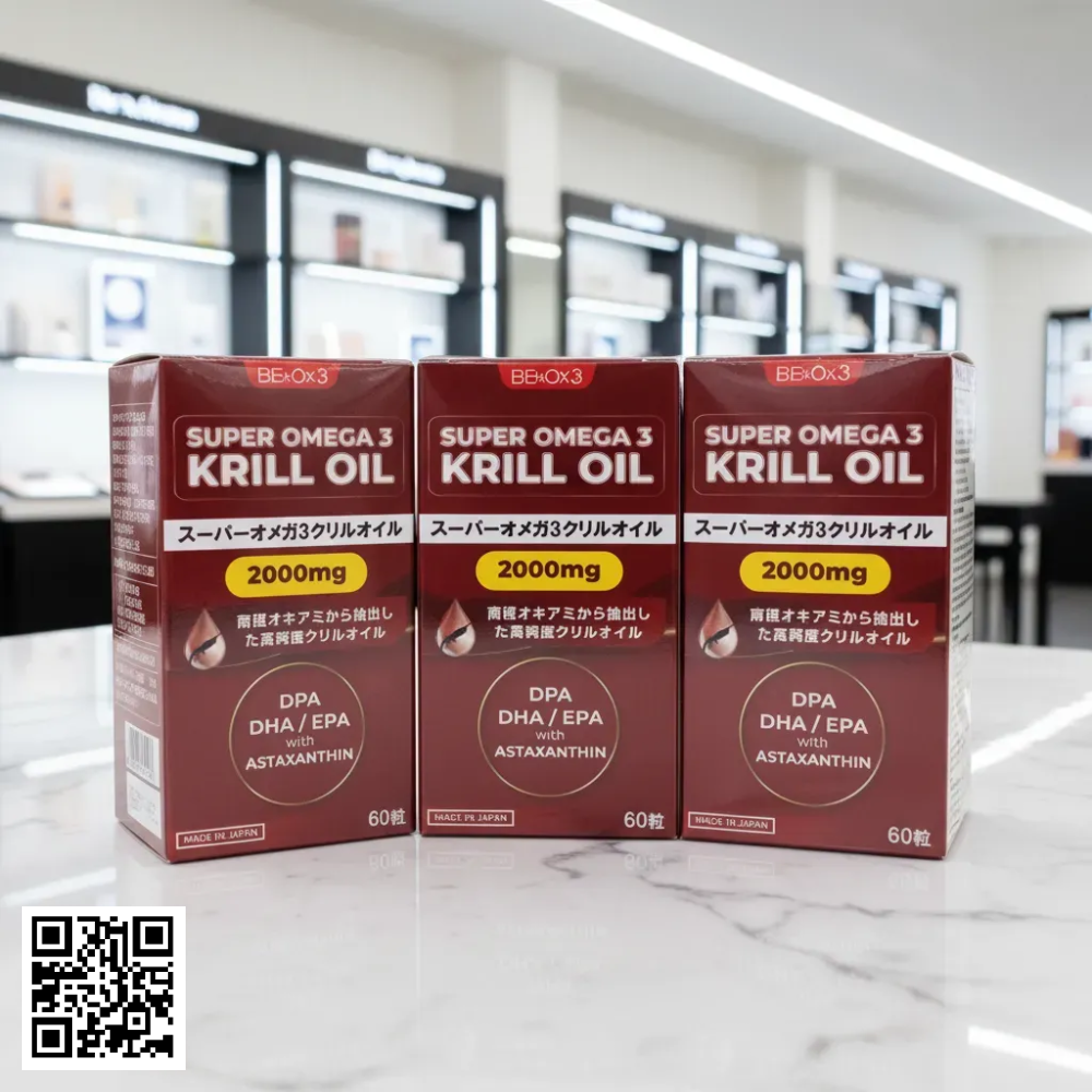 Combo 3 Hộp Viên Uống Dầu Nhuyễn Thể Eikenbi Super Omega 3 Krill Oil 2000mg Từ Nhật Bản Hộp 60 Viên 