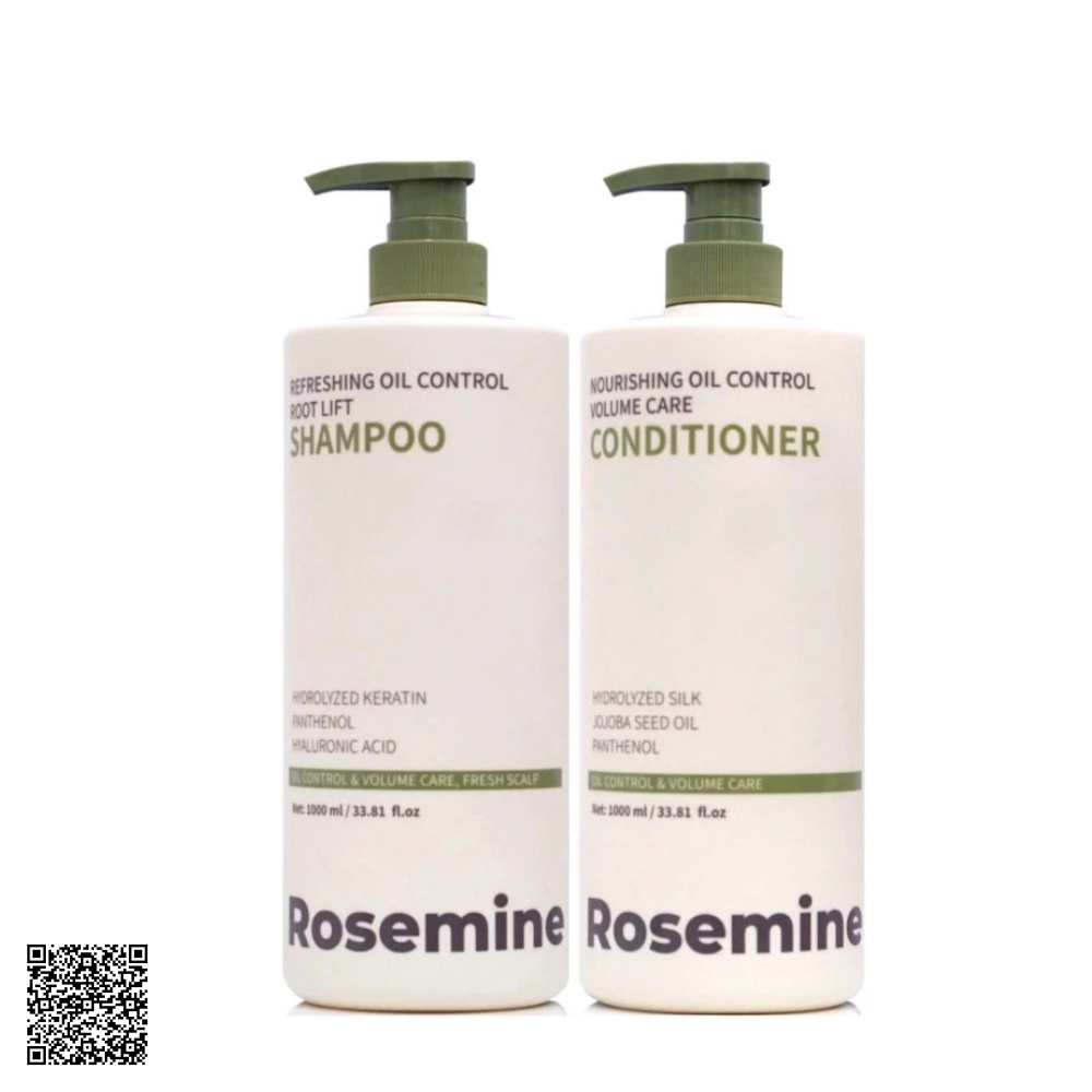 Cặp Dầu Gội Xả Rosemine Màu Xanh Kiểm Soát Dầu, Sạch Da Đầu 1000ml Trung Quốc
