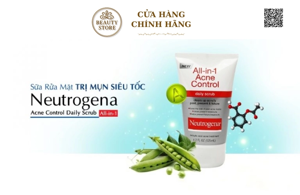 Sữa Rửa Mặt Giảm Mụn Neutrogena All-In-1 Acne Control Daily Scrub