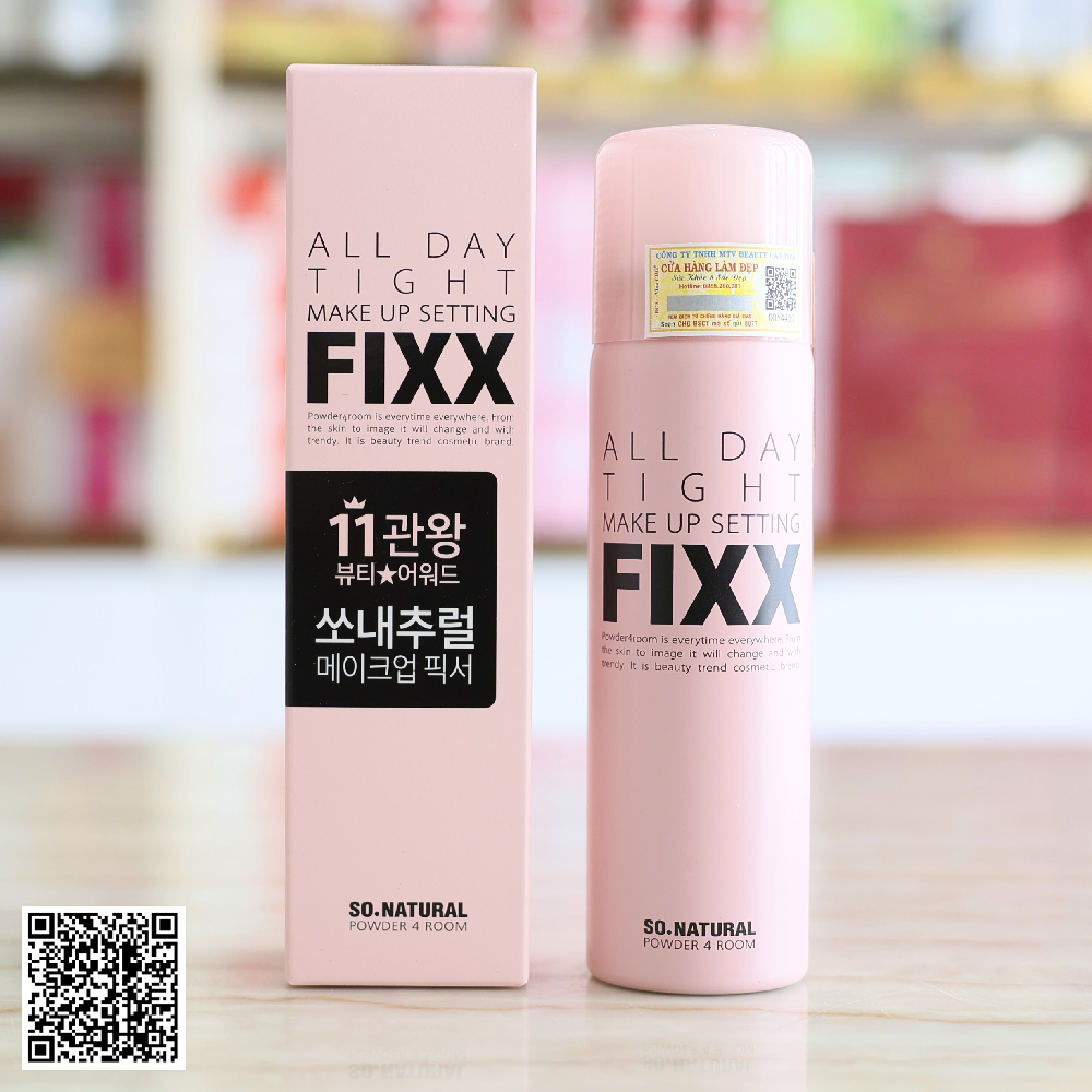  Xịt Khóa Lớp Trang Điểm So.Natural All day Tight Make Up Setting Fixx Từ Hàn Quốc 75ml