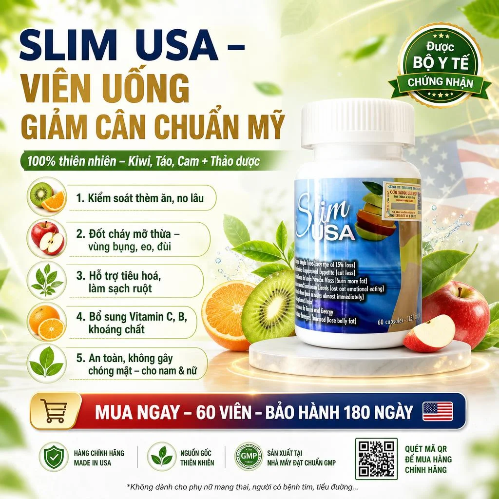 Viên Uống Giảm Cân Slim USA Made in Mỹ - Hộp 60 Viên | Giảm cân an toàn, hiệu quả