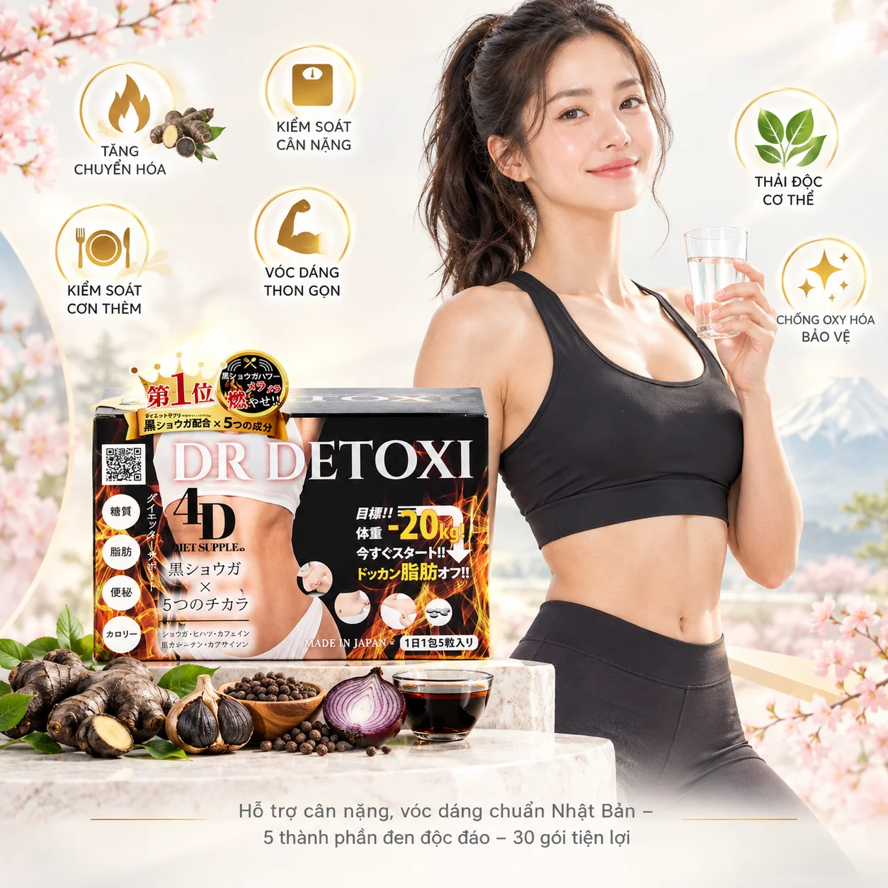 Viên uống Dr Detoxi 4D – Hỗ trợ cân nặng và vóc dáng kiểu Nhật Bản