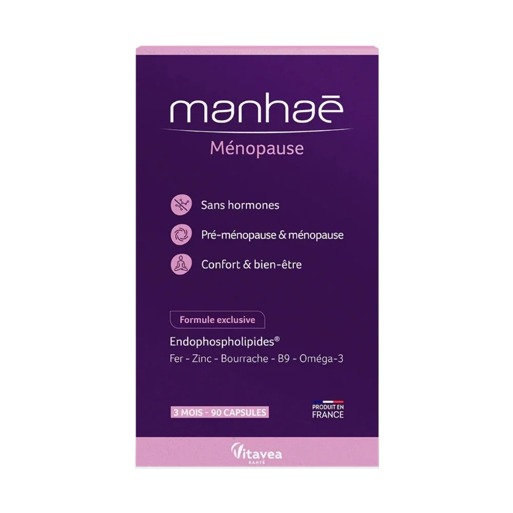 Manhaé Ménopause – Viên Uống Bổ Sung Nội Tiết Tố Nữ Từ Pháp, Hộp 90 Viên | Giảm Triệu Chứng Mãn Kinh An Toàn