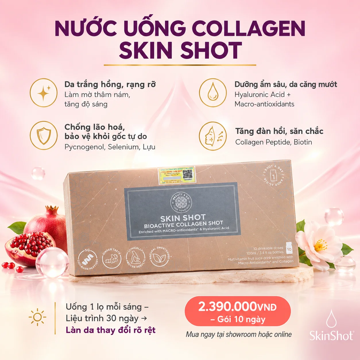 Nước Uống Collagen Skin Shot Trắng Da – Hỗ Trợ Ngừa Lão Hóa & Dưỡng Da Toàn Diện