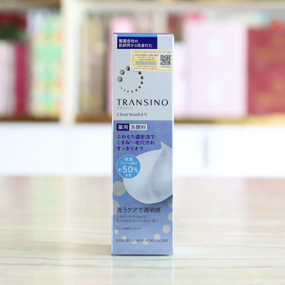 Transino Clear Wash EX – Sữa Rửa Mặt Trắng Da Sạch Sâu Dầu Nhờn Nhật Bản 100g