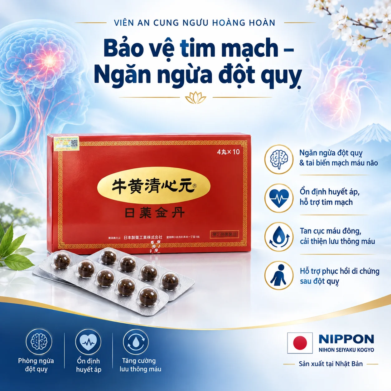 Viên An Cung Ngưu Hoàng Hoàn Nhật Bản – Giải Pháp Hỗ Trợ Phòng Ngừa & Điều Trị Đột Quỵ
