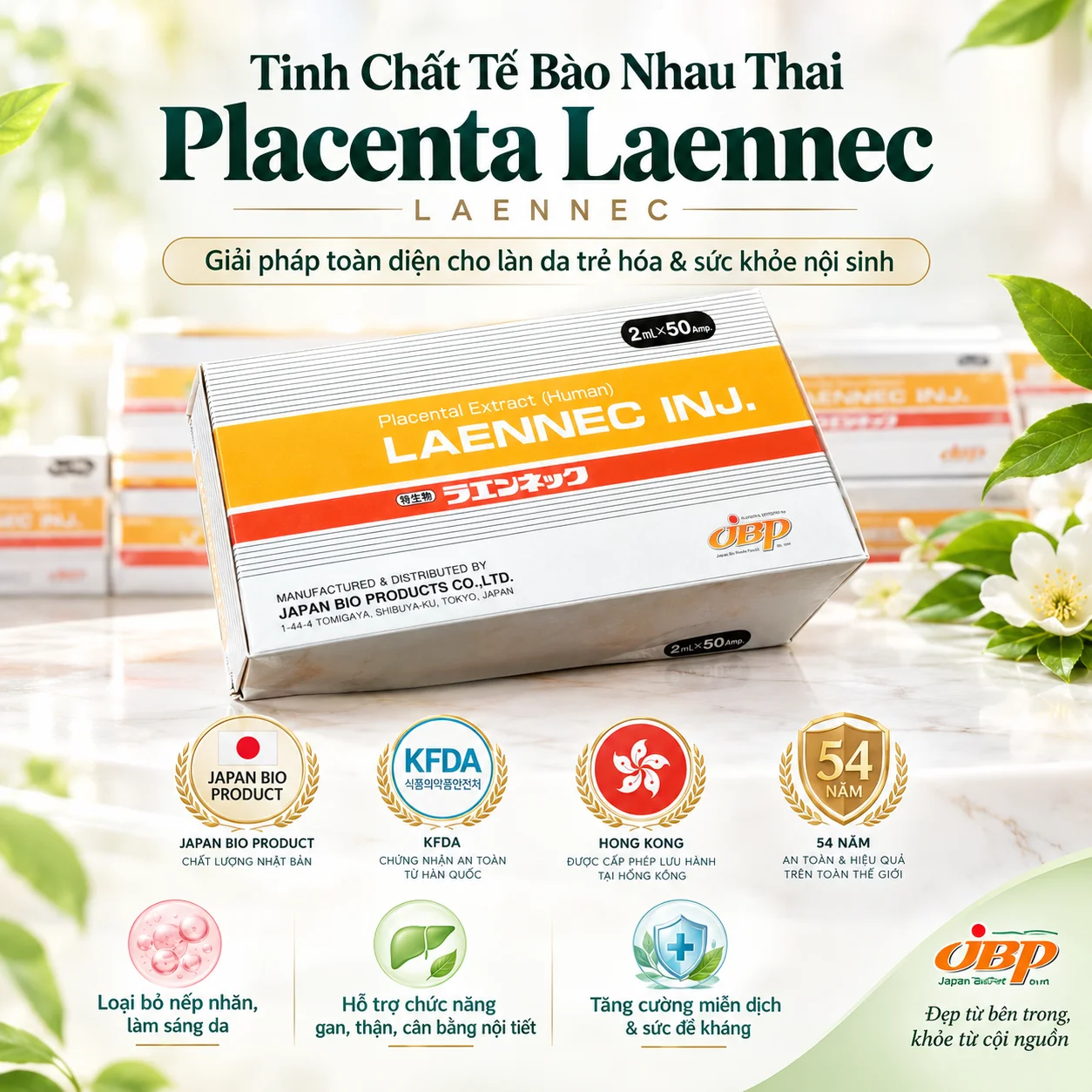 Tinh Chất Tế Bào Nhau Thai Placenta Laennec Hộp 10 Ống – Dưỡng Da Trẻ Hóa, Tăng Cường Sức Khỏe Toàn Diện