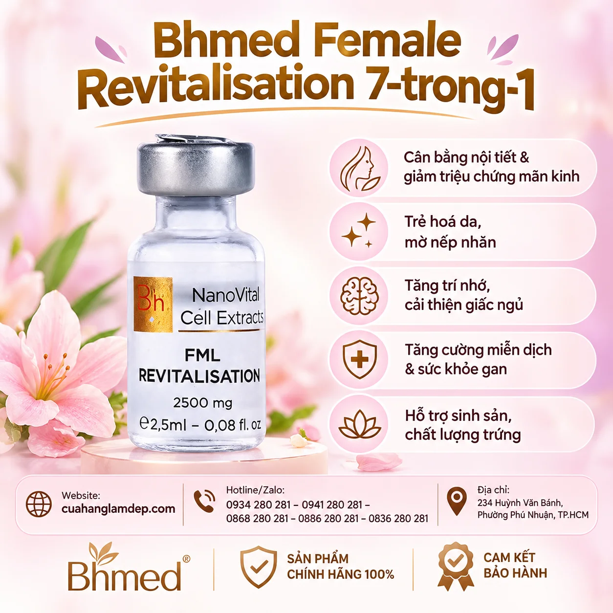 Tế Bào Sinh Học Bhmed Nanovital Extracts Female Revitalisation (7 Trong 1) – Hồi Sinh Thanh Xuân Cho Phụ Nữ