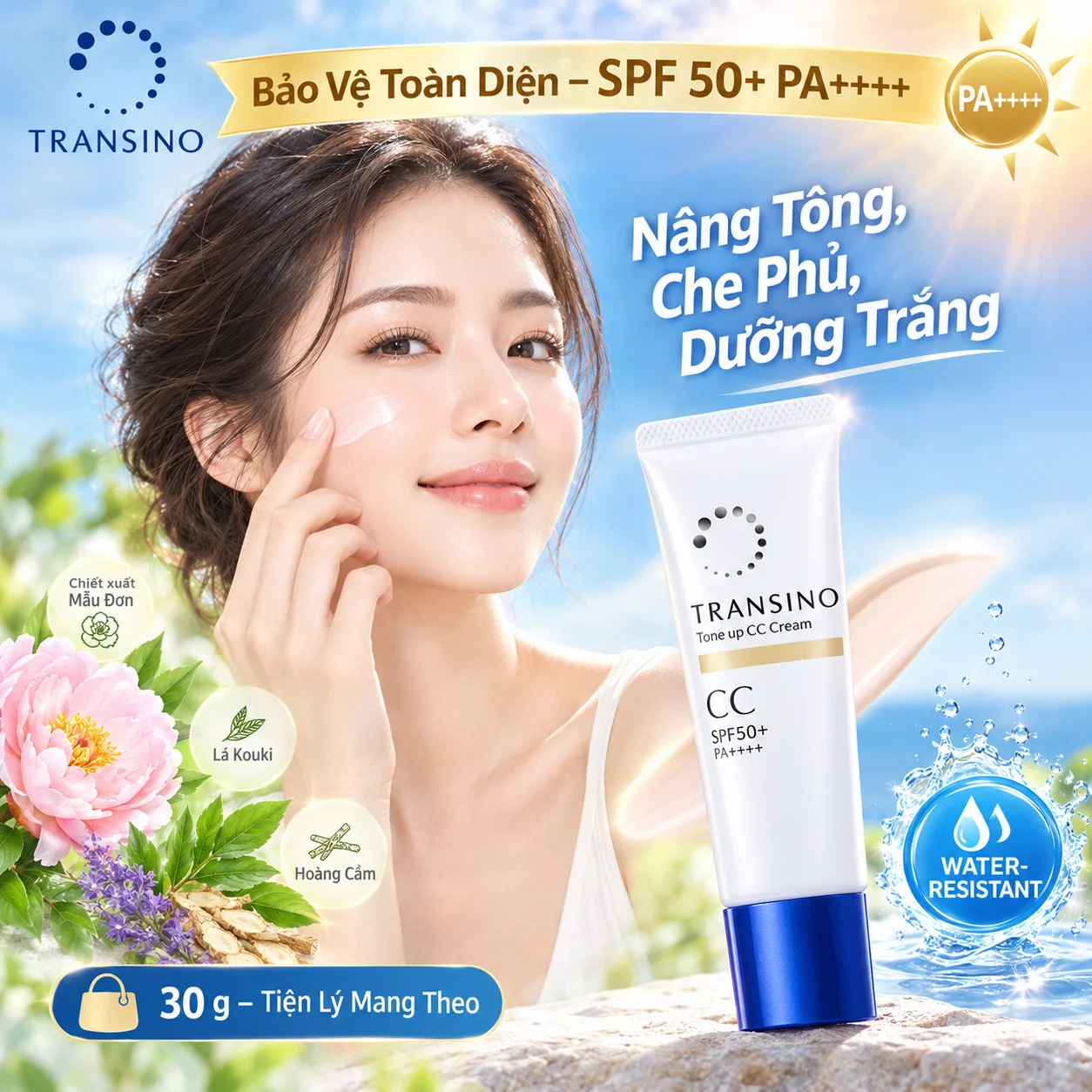 Kem Chống Nắng Nâng Tông Transino Tone Up CC Cream SPF50+ PA++++ – Đánh Giá, Thành Phần, Cách Dùng & Lợi Ích