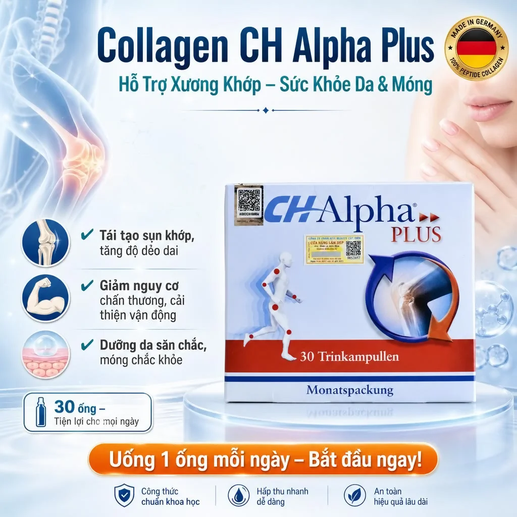 Nước Uống Collagen CH Alpha Plus – Hỗ Trợ Xương Khớp & Da Từ Đức 30 Ống