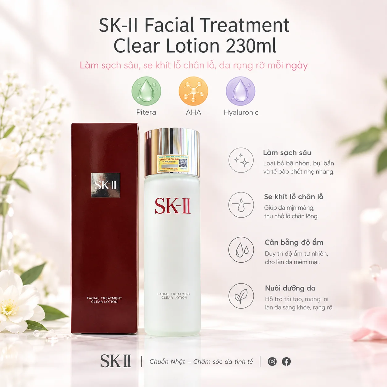 Nước Hoa Hồng SK-II Facial Treatment Clear Lotion 230ml – Sạch Da, Se Khít Lỗ Chân Lông Nhật Bản