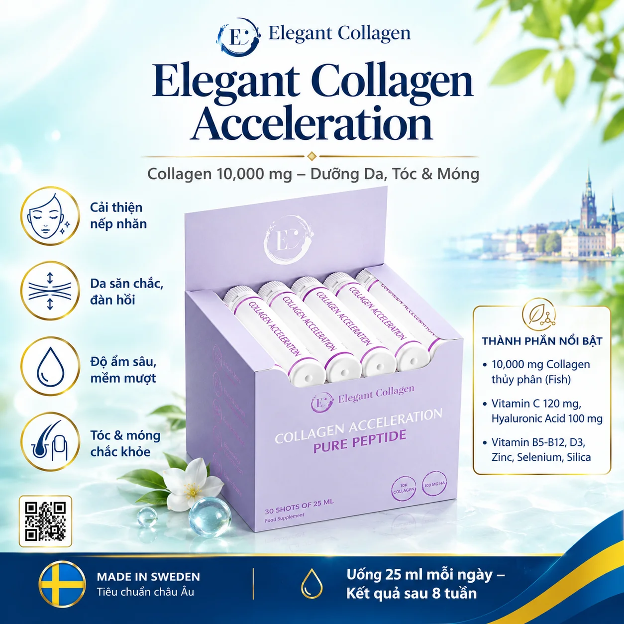 Elegant Collagen Acceleration – Collagen Săn Chắc Da Ngừa Lão Hóa Thụy Điển 30 Ống