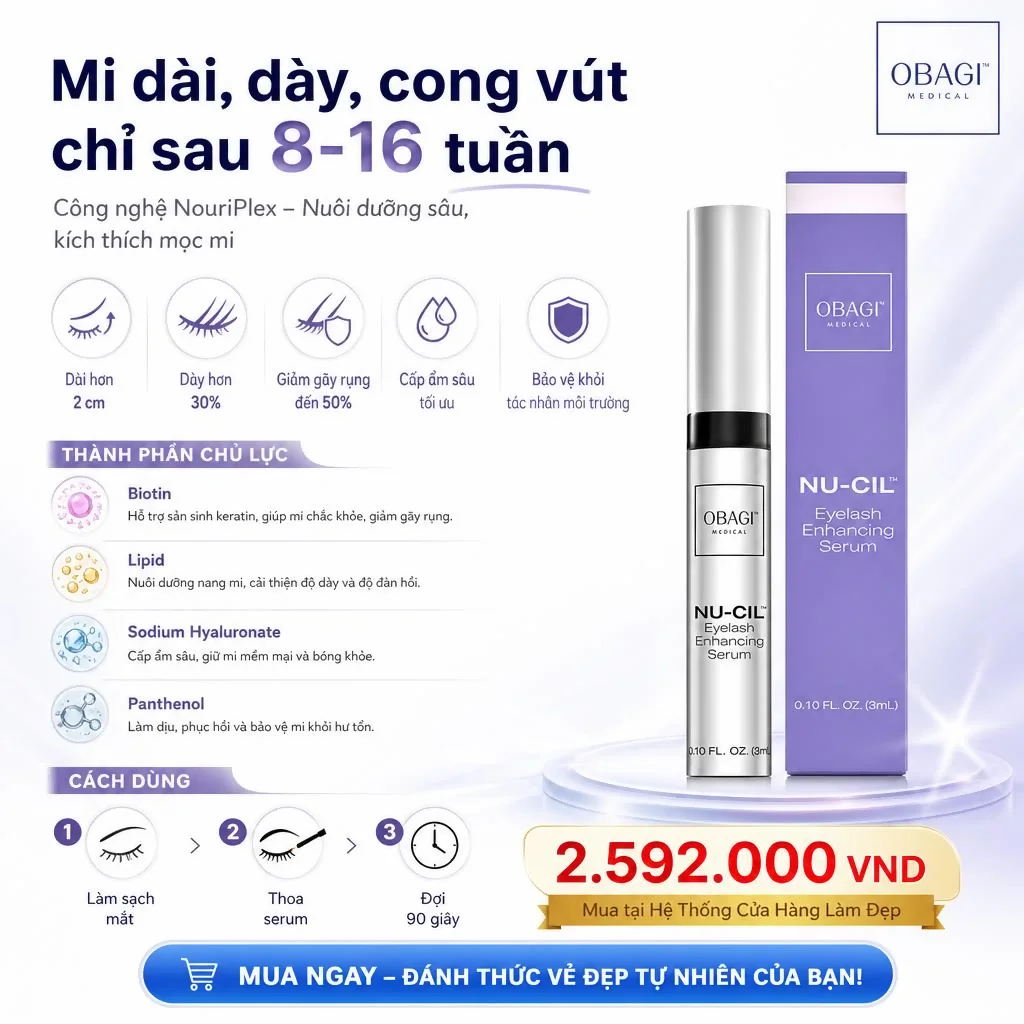 Serum Dưỡng Mi Obagi Nu‑Cil Eyelash Enhancing Serum 3ml – Dài, Dày, Cong Vút Tự Nhiên