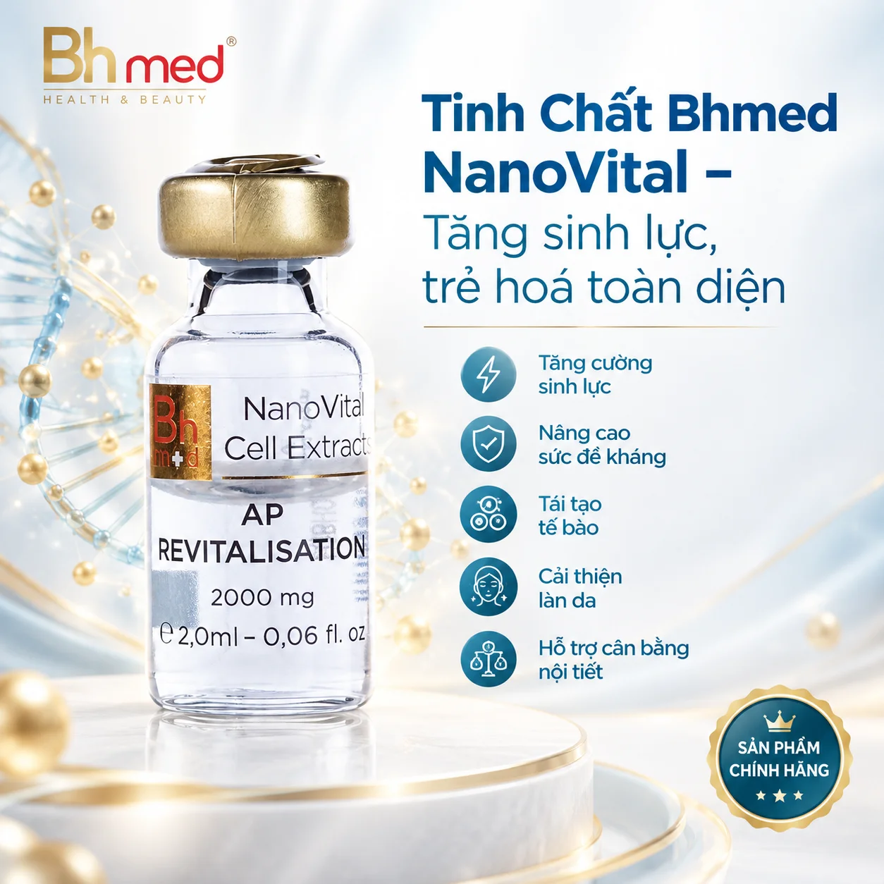 Tinh Chất Tế Bào Bhmed NanoVital Extracts AP Revitalisation Placenta + Mesenchyme – Trẻ Hóa Tự Nhiên Từ Thụy Sĩ 2,5ml x 20 Ống