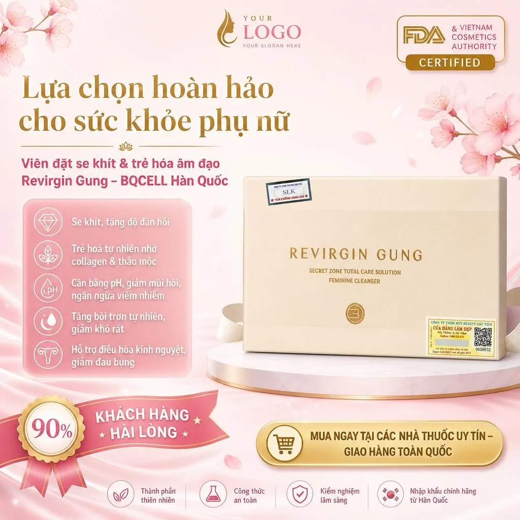 Viên đặt se khít, trẻ hóa âm đạo Revirgin Gung BQCELL Hàn Quốc – Giải pháp tự nhiên cho cô bé hiện đại