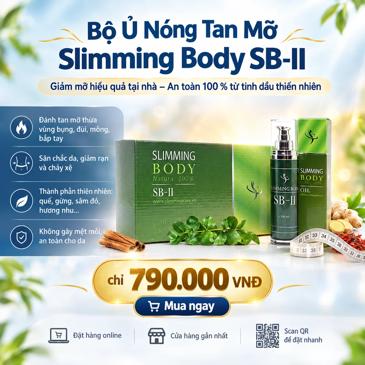 Bộ Ủ Nóng Tan Mỡ Slimming Body SB-II – Giải Pháp Giảm Mỡ An Toàn Từ Thiên Nhiên